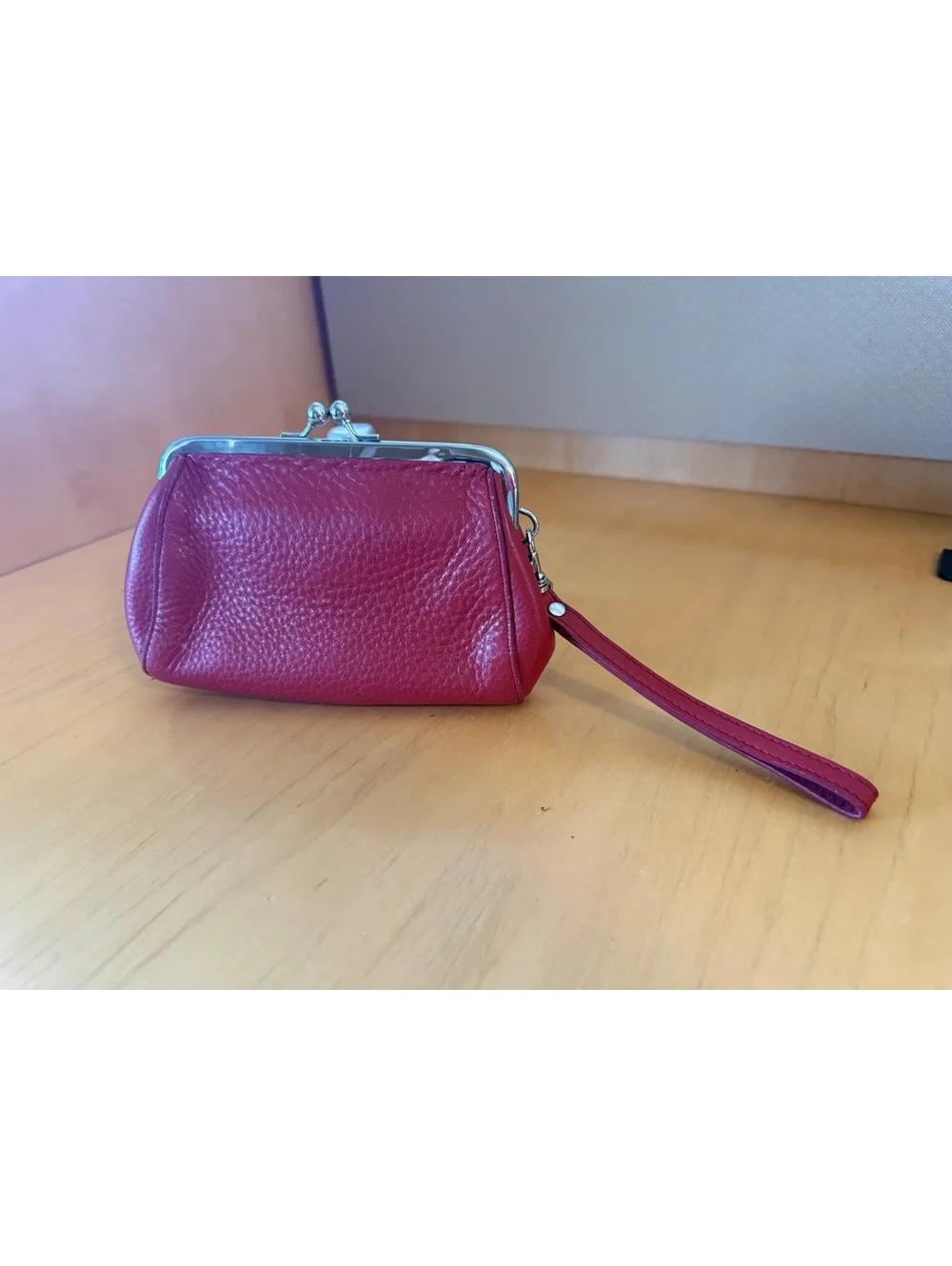 Talbots red leather wristlet